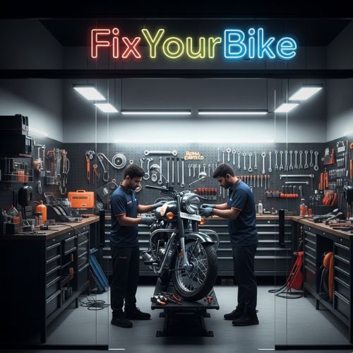 Professional bike mechanic at work in Mehdipatnam, Hyderabad